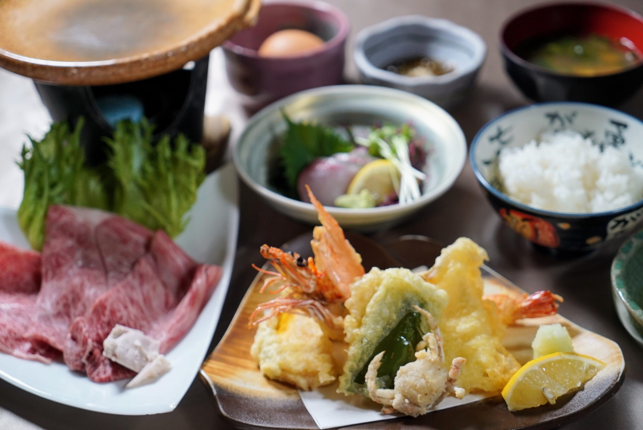 天ぷら定食　焼すき付き